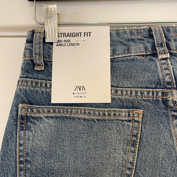 Zara +Denim Mid-rise Straight Leg Jean Ankle Length - 4 - Picture 3 of 3